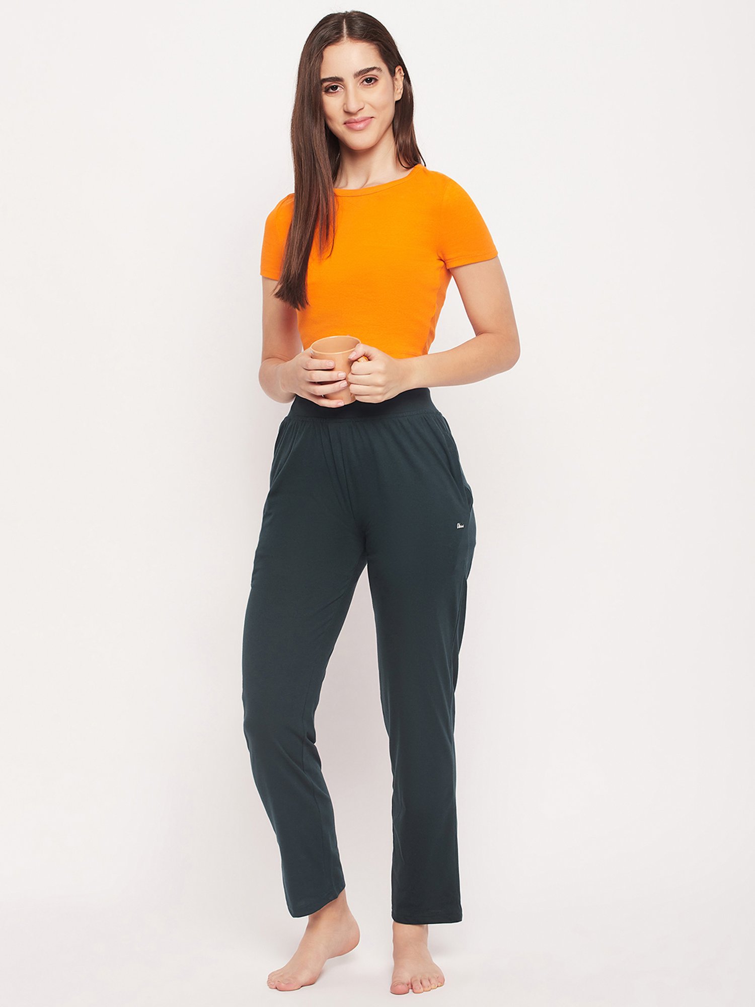 Okane Bottle Green Mid Rise Lounge Pants
