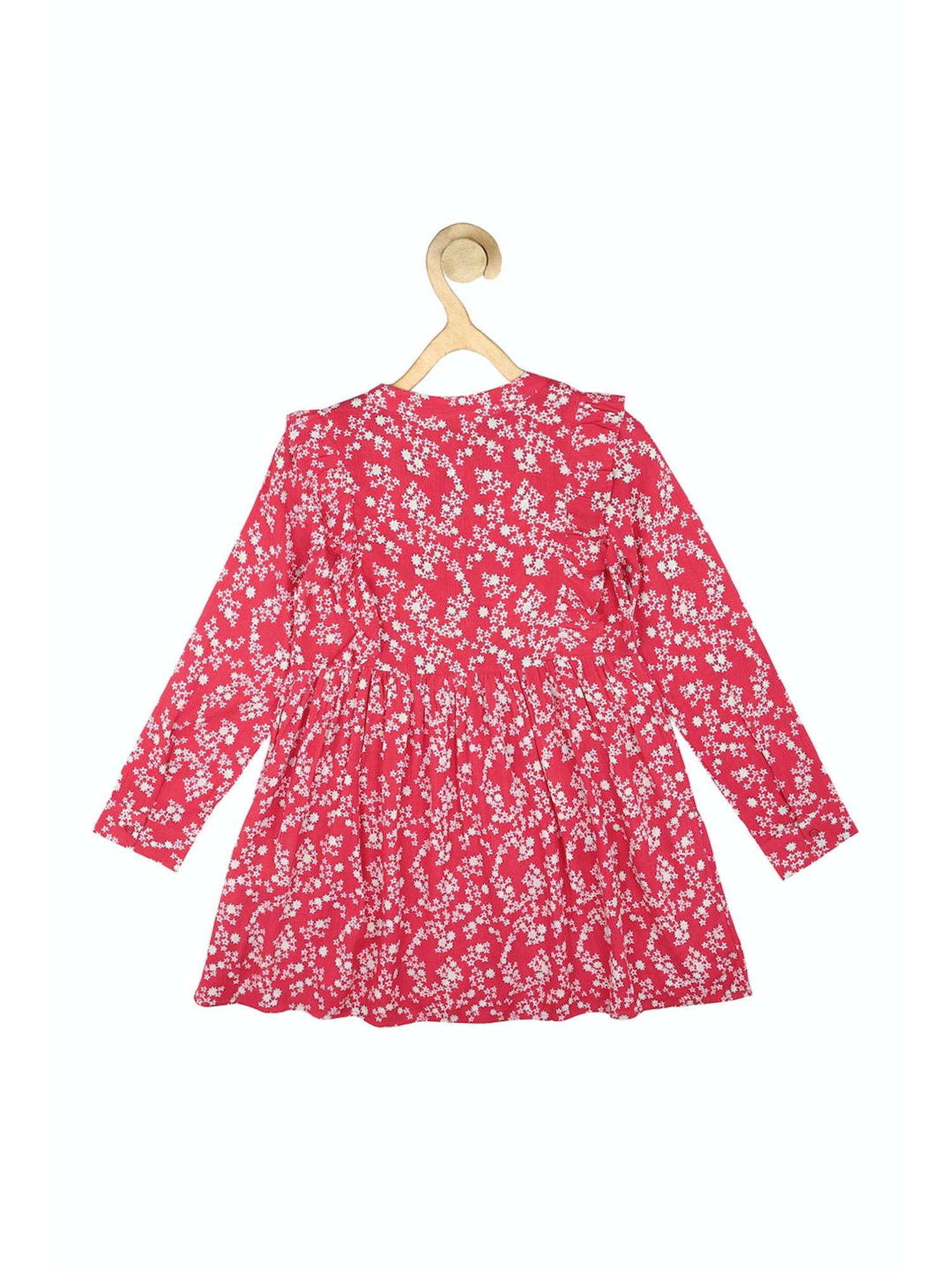 Peter England Kids Pink Printed Full Sleeves Dress