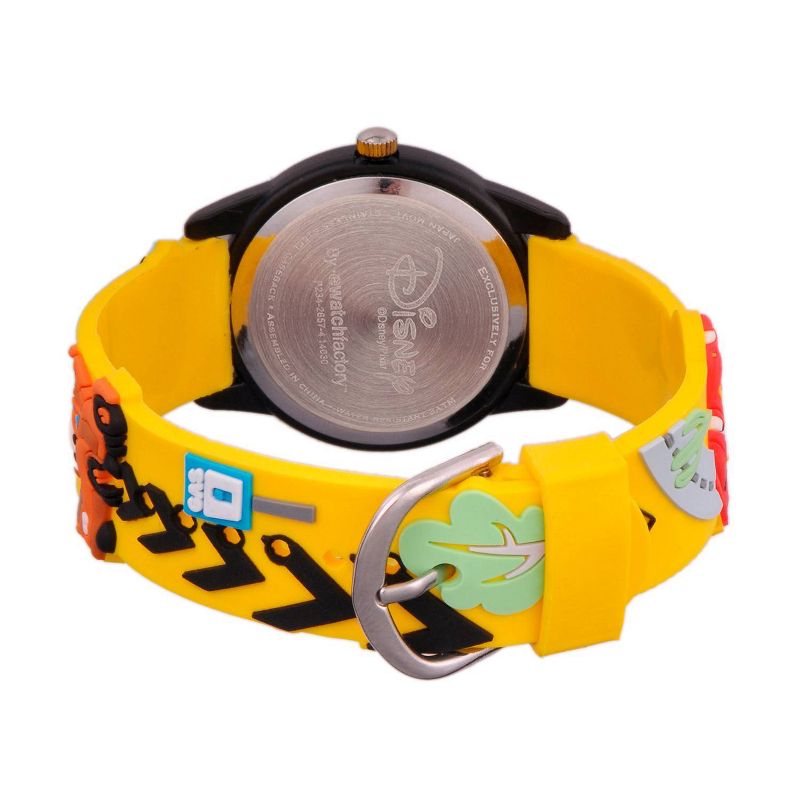Boys' Disney Cars Black Plastic Time Teacher with 3D Watch - Yellow