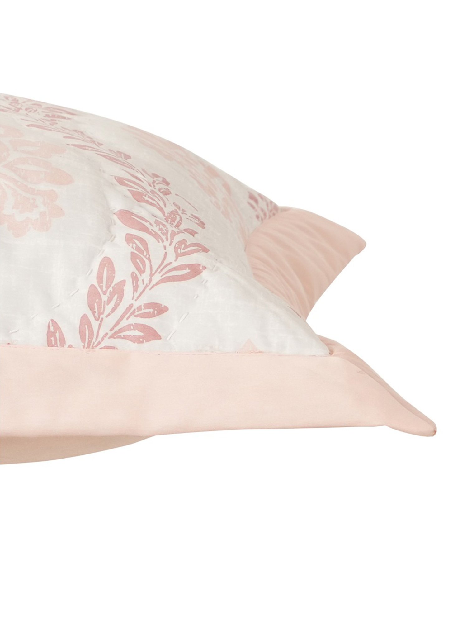 Maspar Tranquil Essence Lawn Leaflet Quilted Peach Cotton Standard Size Pillow Sham - Set of 2