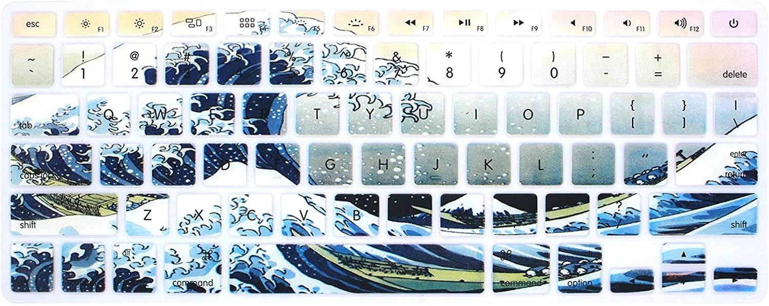 HRH Silicone Keyboard Cover Skin for MacBook Air 13,MacBook Pro 13/15/17 (with or w/Out Retina Display, 2015 or Older Version)&Older iMac USA Layout,Sea Waves