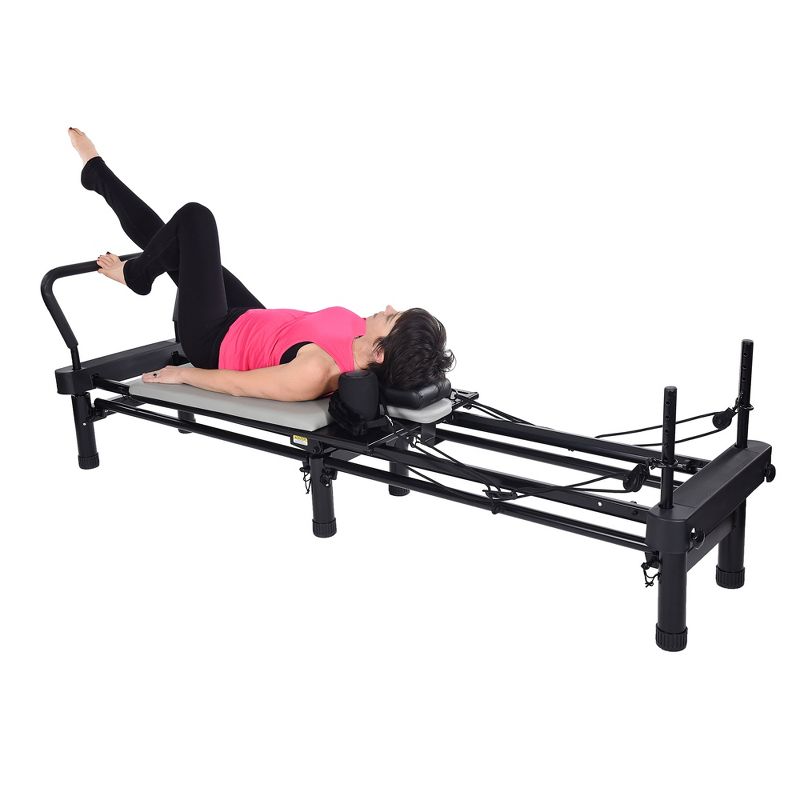 AeroPilates Premier Studio 700 Reformer for Strength Exercise Training with Cardio Rebounder and Foldable Frame, Gray