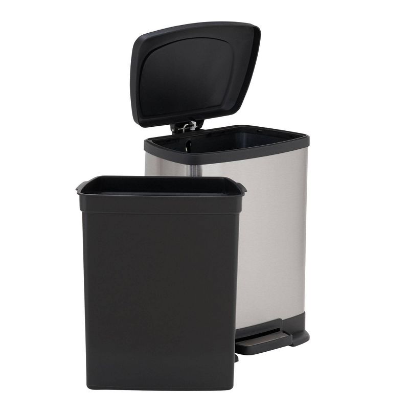 Household Essentials 8L Rectangle Design Trend Step Trash Can Stainless Steel