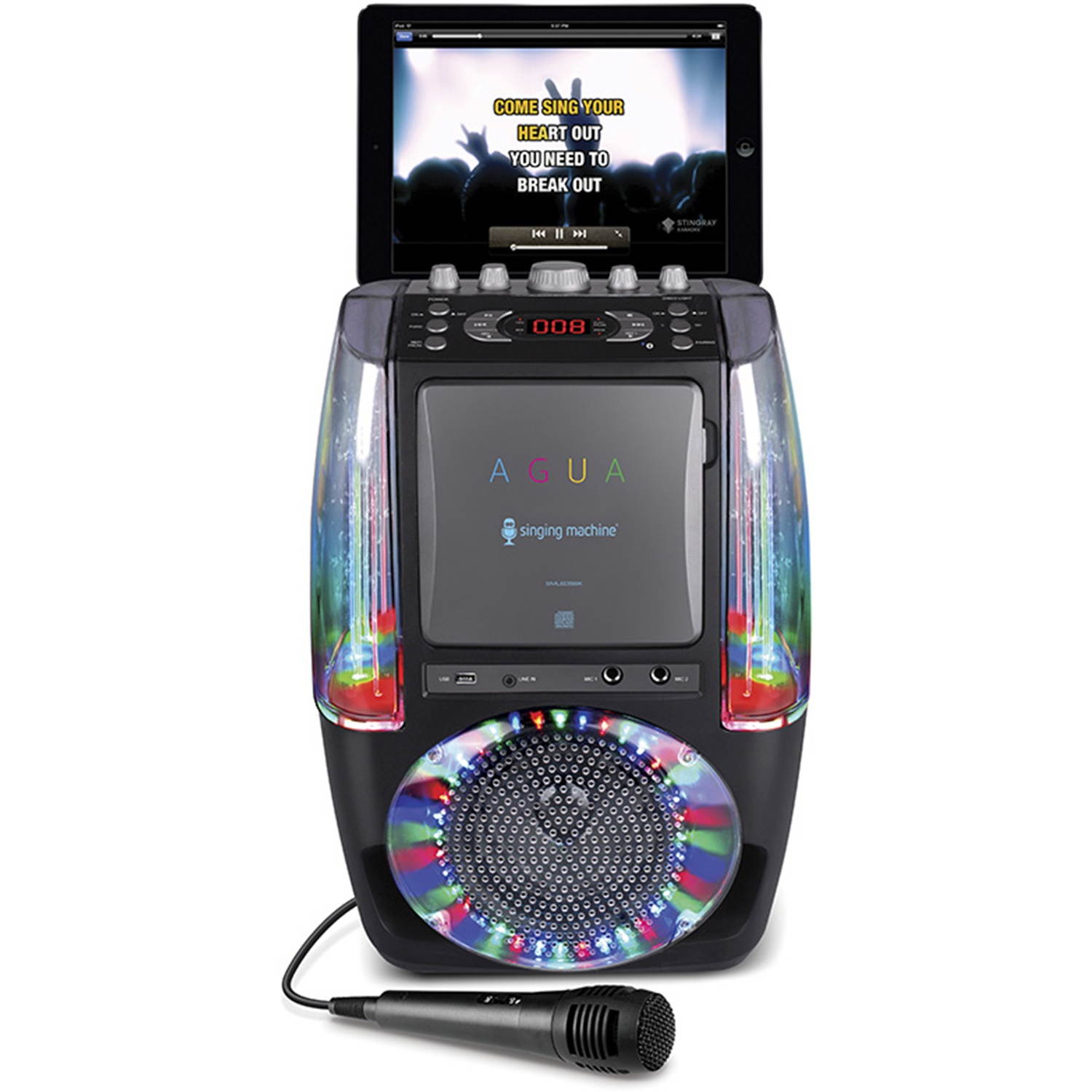 Singing Machine SML605 Karaoke System, LED Disco Lights No Dancing Water. Black