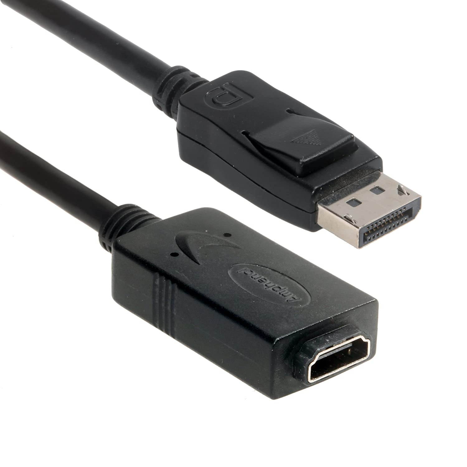 Amphenol AV-DPMDVIF000-000.24 Male DisplayPort to Female DVI Adapter Cable, Black