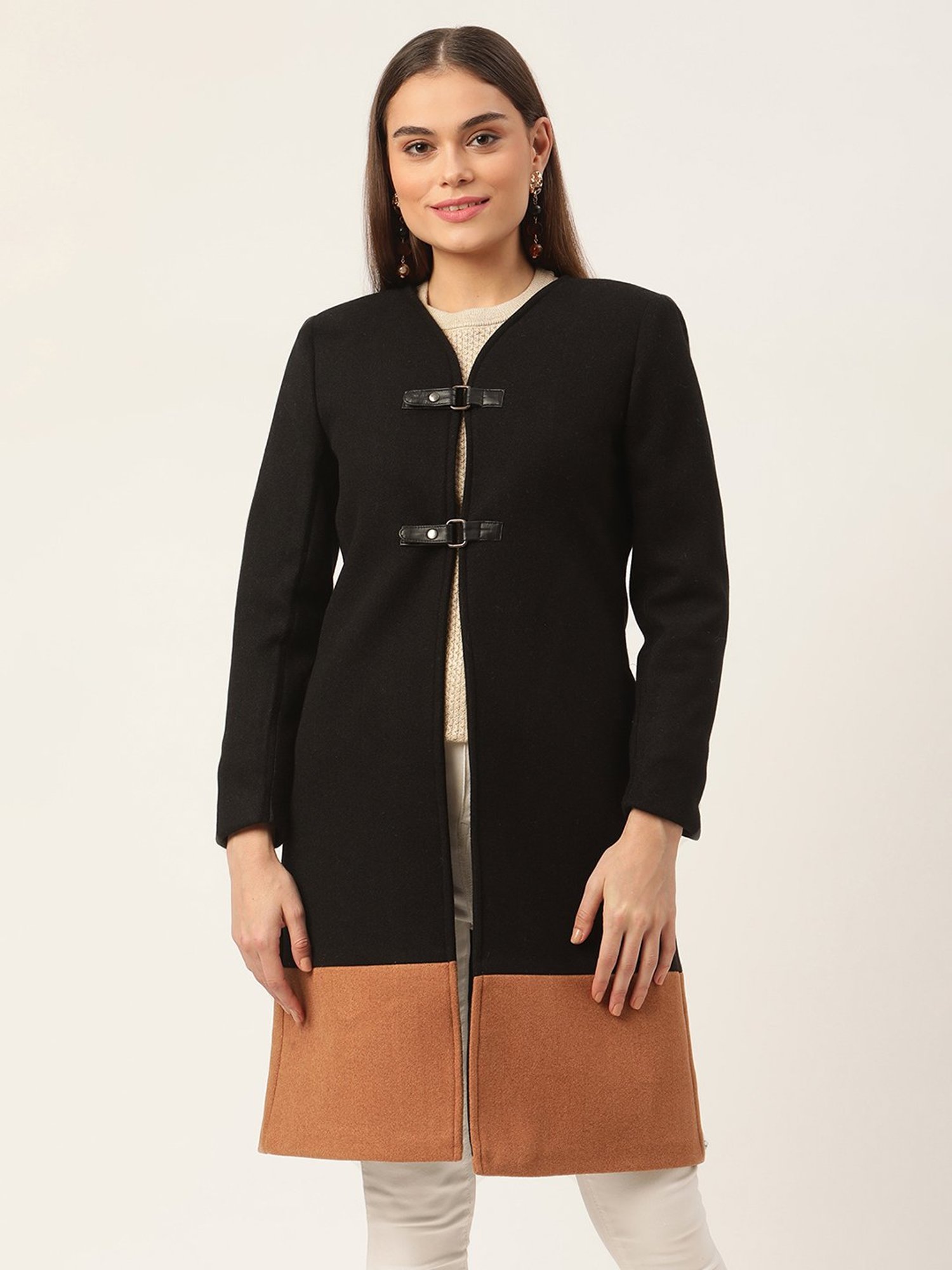 Rooted Black Full Sleeves Over Coat