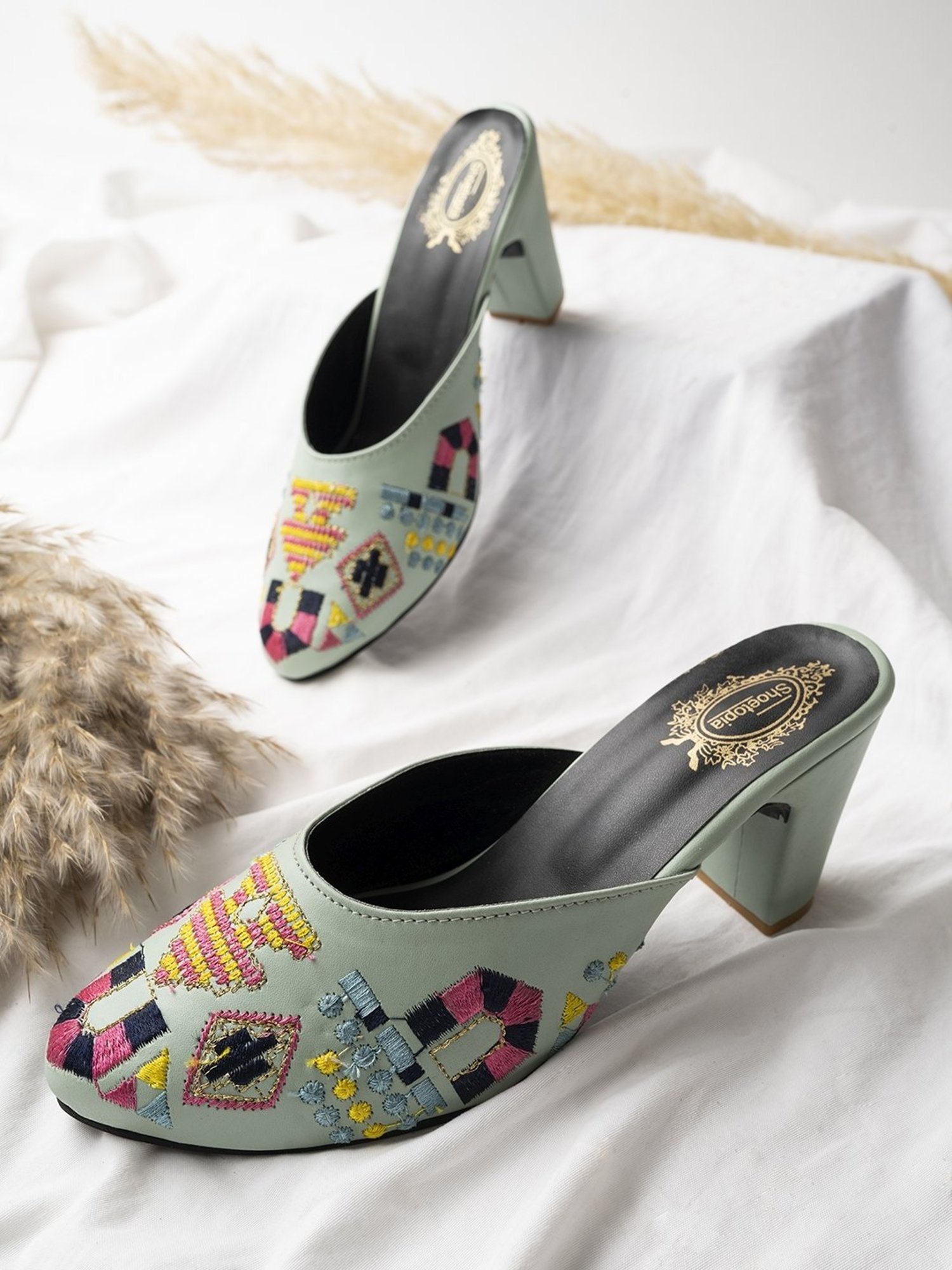 Shoetopia Women's Green Mule Shoes