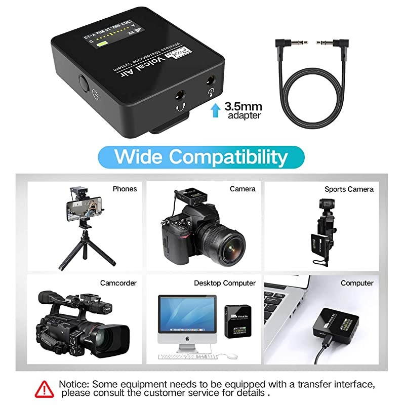 Wireless Lavalier Microphone Compact Wireless Microphone System Transmitter and Receiver for CameraSmartphonesDSLRMirrorless and Video CamerasMobile Devices YouTube Facebook Live