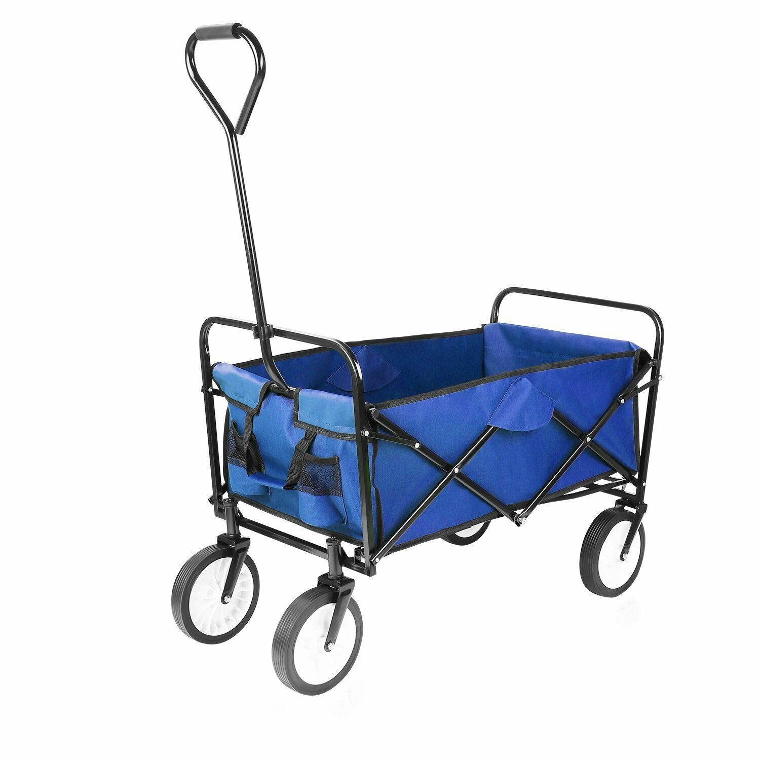Collapsible Wagon Utility Outdoor Garden Cart Camping Shopping Trolley Cart Blue
