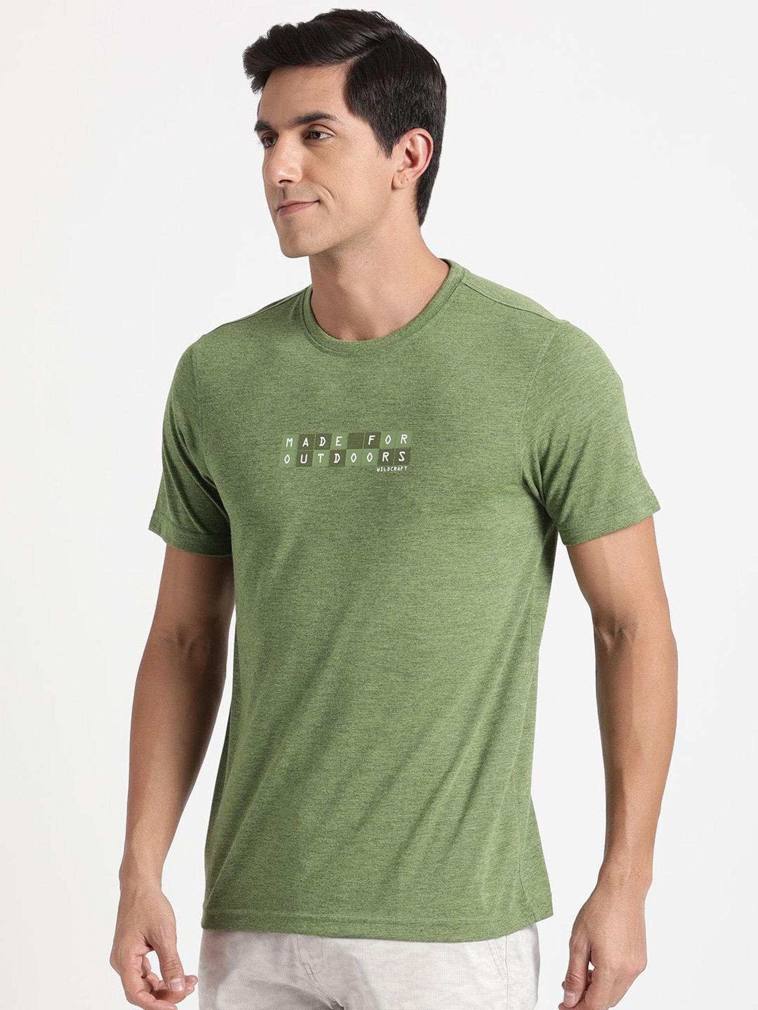 Wildcraft Green  Regular Fit Printed Sports T-Shirt