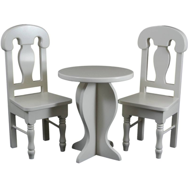 The Queen's Treasures 18 Inch Doll Furniture, Cream Wooden Café or Kitchen Table And Two Chairs