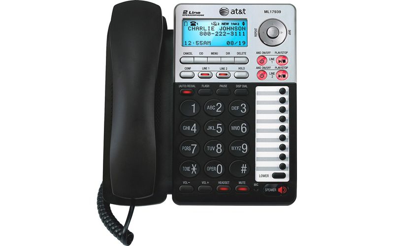 VTech ML17939 Standard Phone - Black - 2 x Phone Line - Speakerphone - Backlight