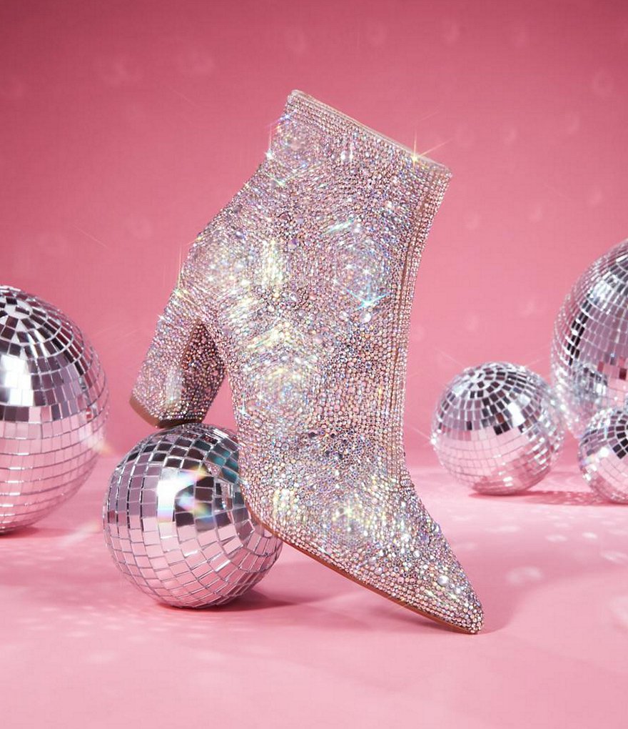 Blue by Betsey Johnson Cady Rhinestone Embellished Block Heel Booties