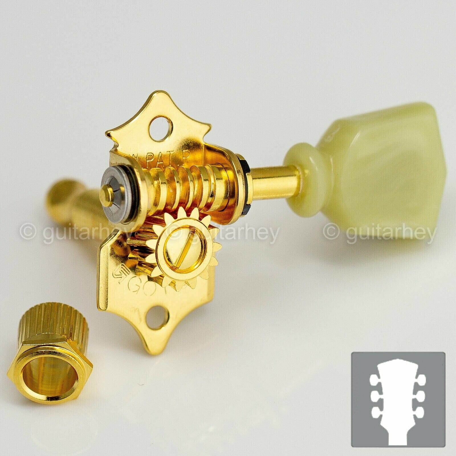NEW Gotoh SE700-SL OPEN-GEAR Tuning Keys L3+R3 w/ KEYSTONE Buttons 3x3 - GOLD