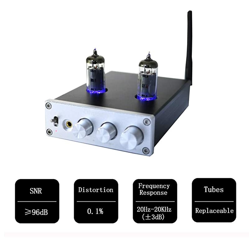 R50 6J4 Tube Amplifier HiFi Audio Stereo Digital Amplifier Headphone Amplifiers Bluetooth Treble Bass Desktop Preamplifier PreampSilver