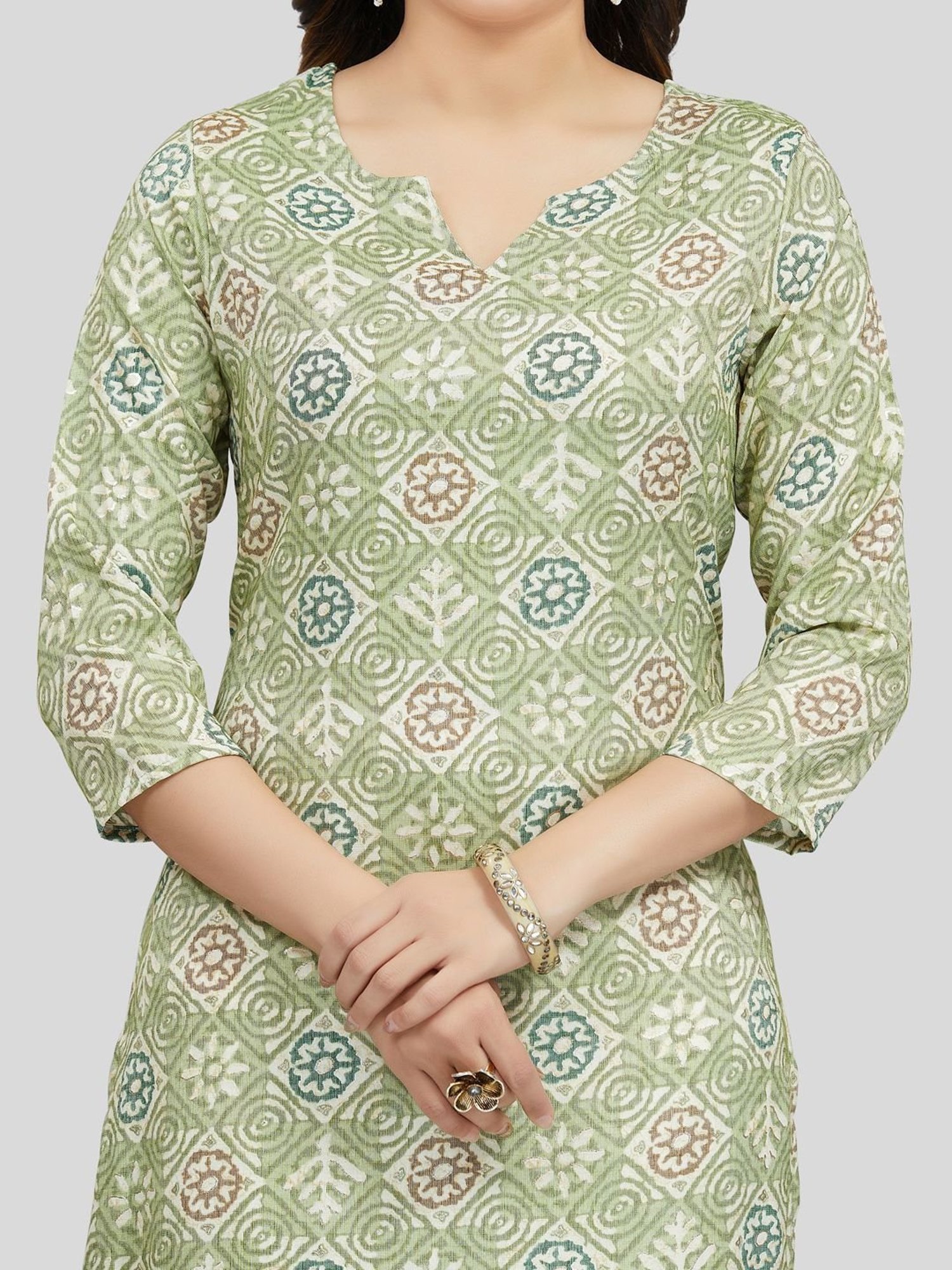 Saree Swarg Green Printed Straight Kurta
