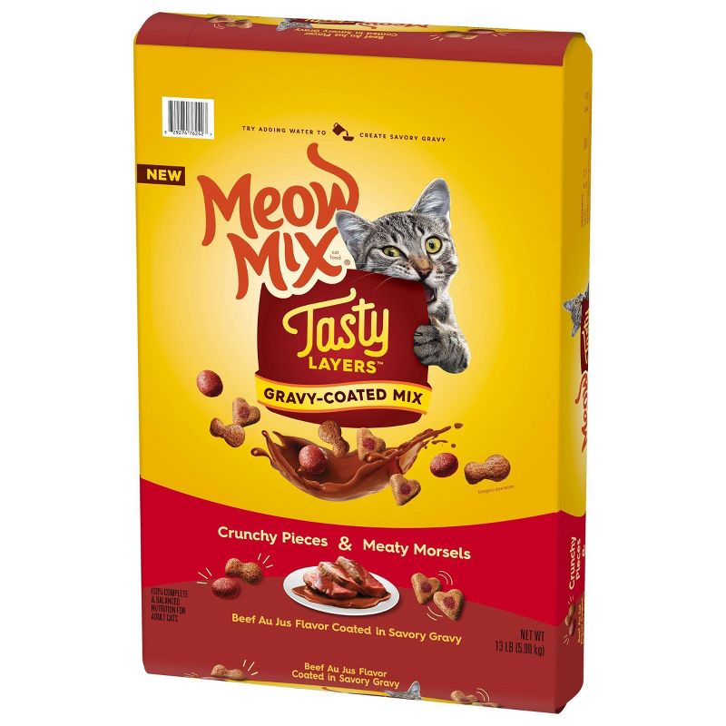 Meow Mix Tasty Layers Beef Flavor and Savory Gravy Dry Cat Food - 13lbs