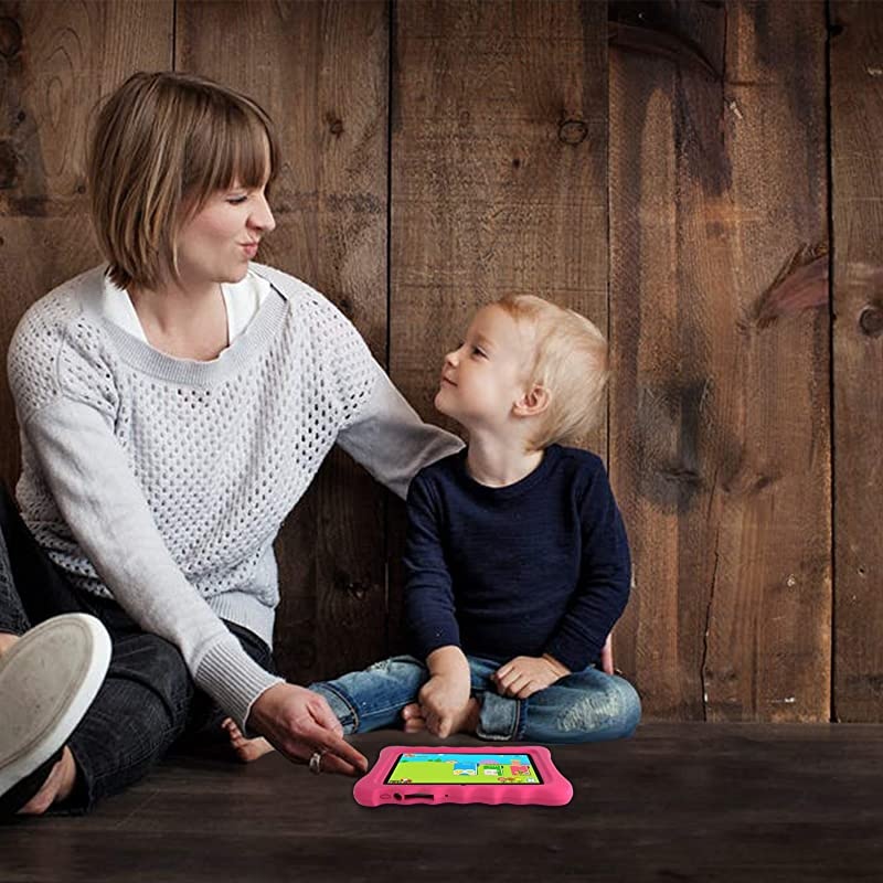 Tablet 7 inch Android 9.0 Pie (GMS Certified), 2GB+16GB Storage, WiFi Android Tablets for Kids, 1080p Full IPS HD Display, Dual Camera, Google Play, Kid-Proof Case, Parental Control, Pink