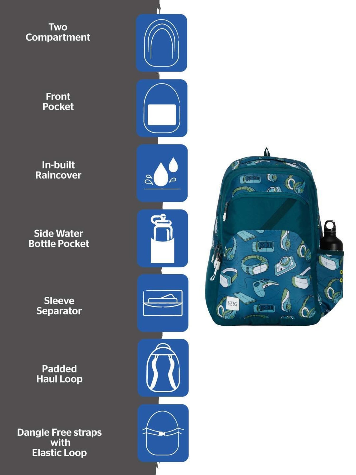 Wiki 29.5 Ltrs Blue Medium Backpack