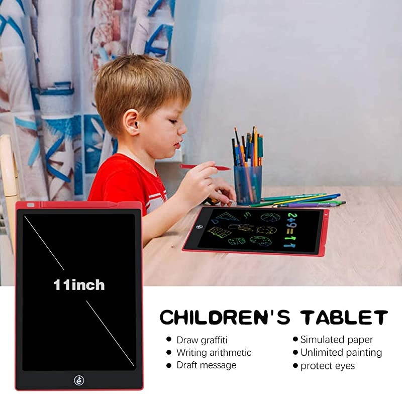 11 Inches LCD Writing Tablet Colorful Drawing Pad, Electronic Doodle Board Digital Drawing Tablet for Kids and Adults (Red)