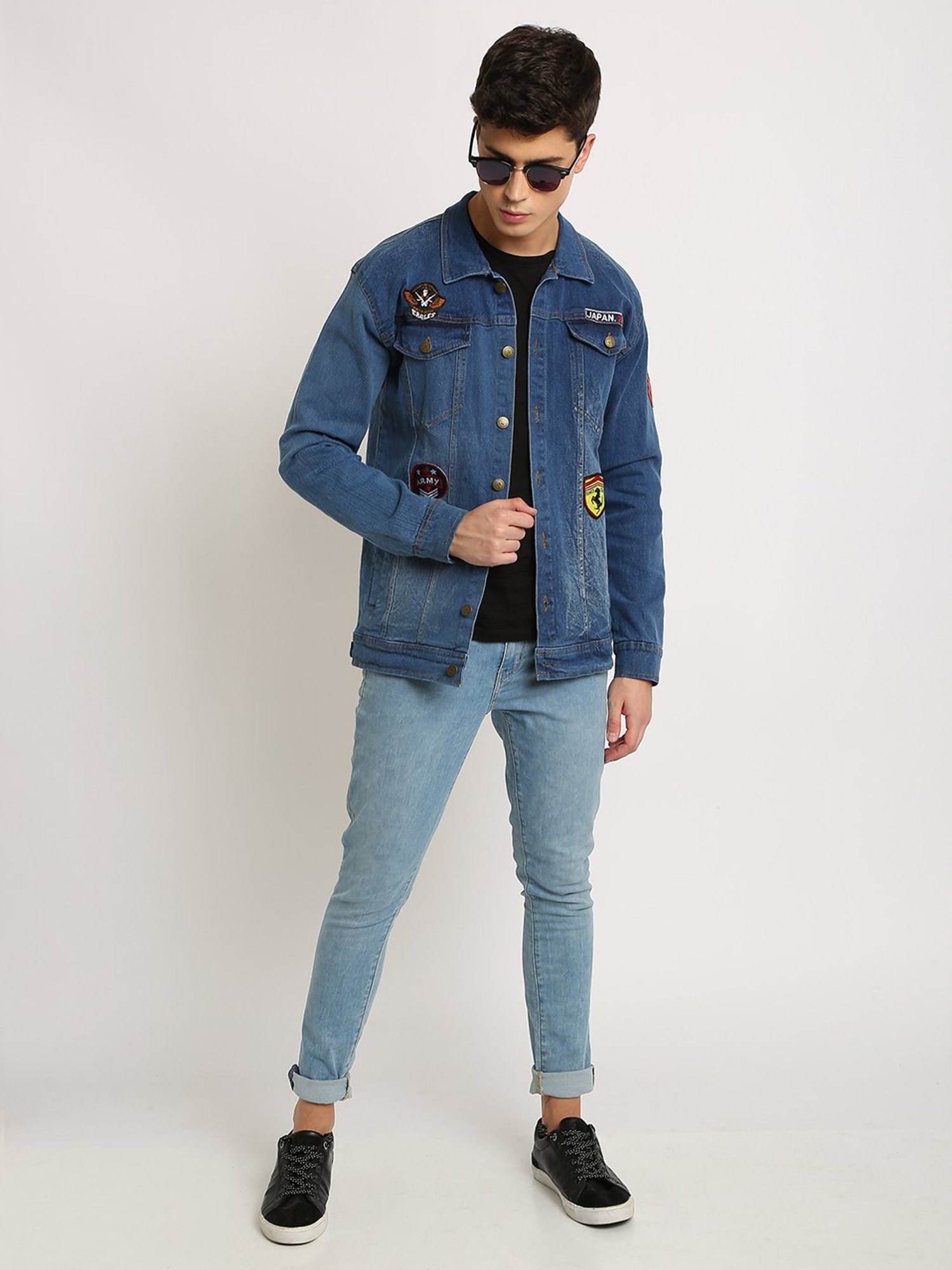 VOXATI Blue Full Sleeves Shirt Collar Denim Jacket