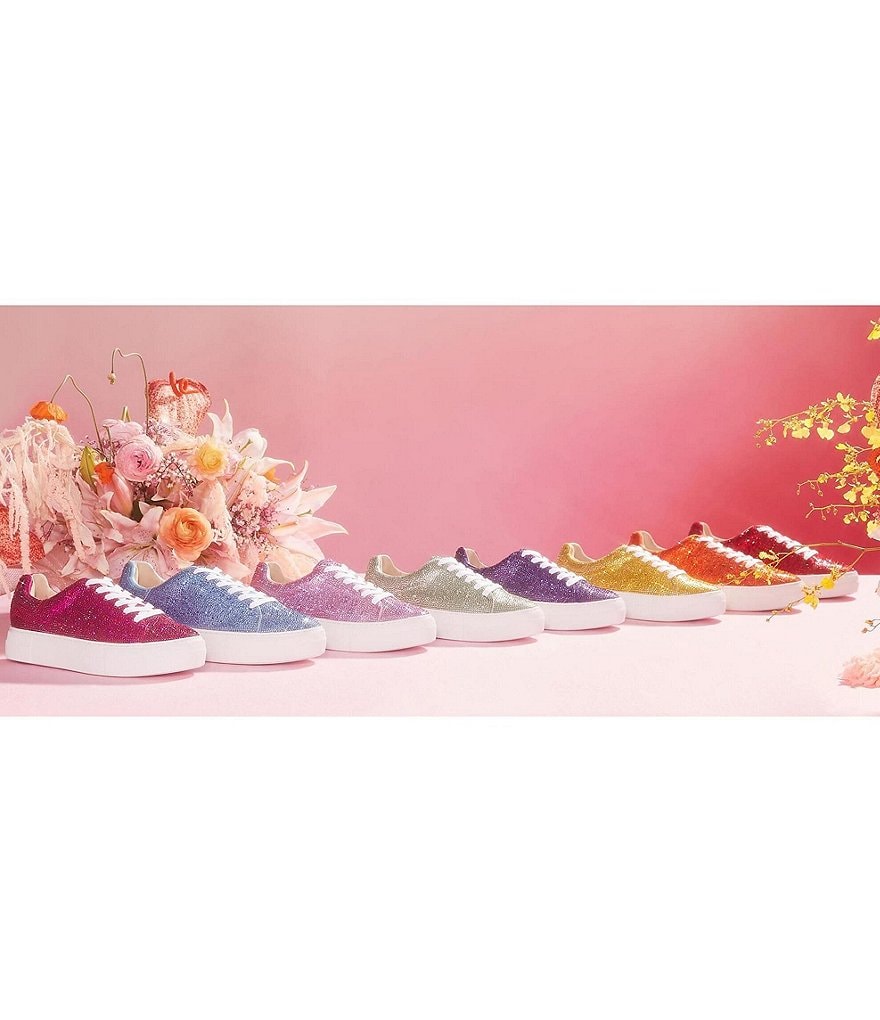 Blue by Betsey Johnson Sidny Rhinestone Embellished Platform Lace-Up Sneakers