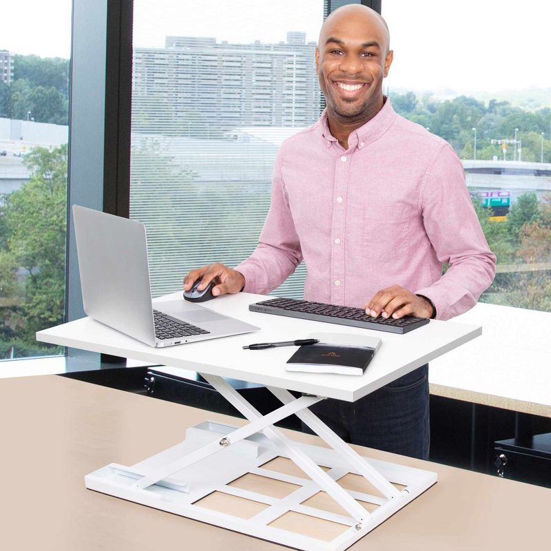 X-Elite Pro 28" Standing Desk Converter with Pneumatic Height-Adjustment - White - Stand Steady