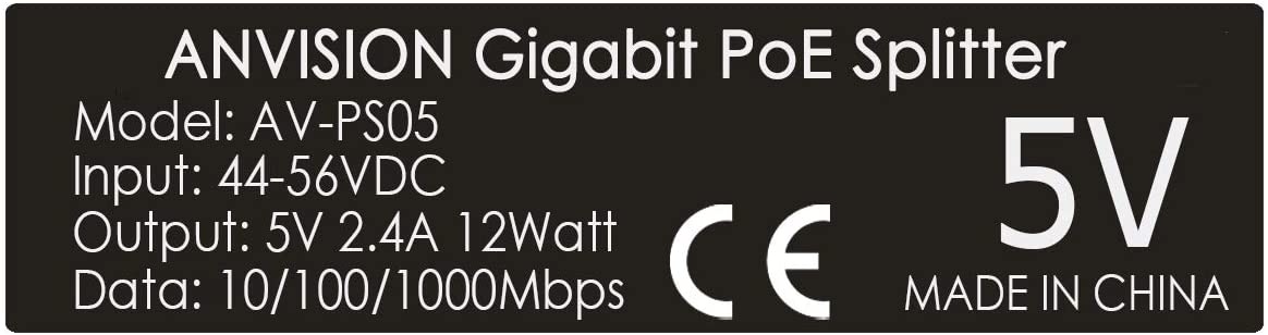 4-Pack Gigabit PoE Splitter 48V to 5V 2.4A Micro USB Ethernet Adapter Works with Raspberry Pi 3B+ IP Camera and More