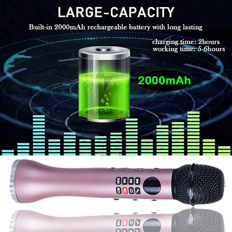 JM01 Karaoke Microphone for Kids Wireless Bluetooth Microphone with Loud Speaker for Christmas Birthday Party Gifts Pink