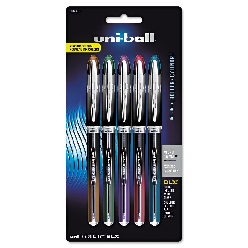 uni-ball VISION ELITE BLX Series Rollerball Pen .5 mm Assorted 5/ST 1832410