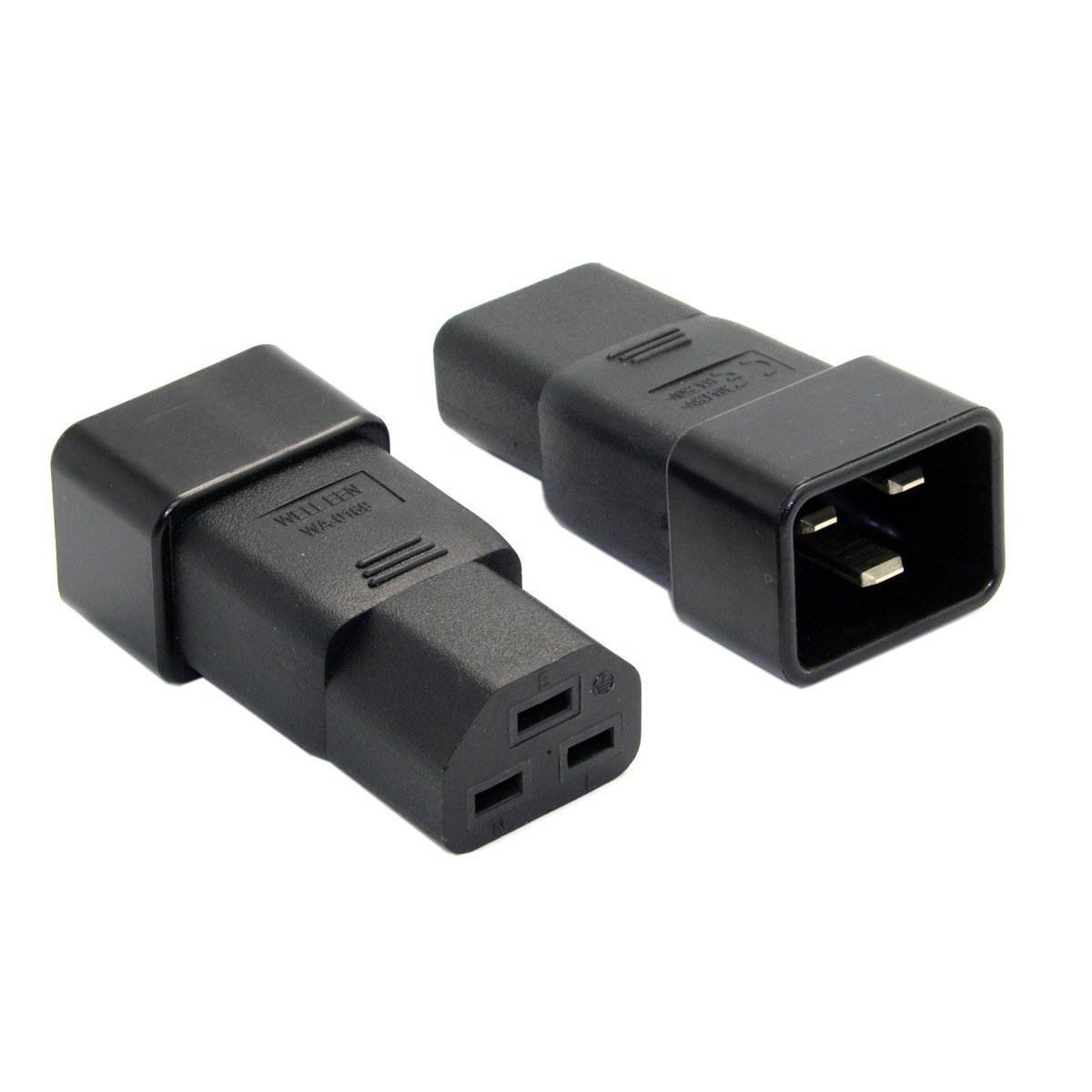 (2 Pack)  C20 to C21 Power Plug Converter, IEC320 C20 to C21 C19 Male to Female PDU UPS Extension Adapter Rated 10A 250V