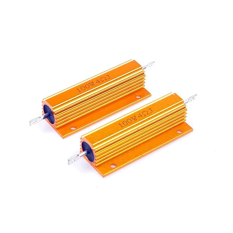 100 Watt 4 Ohm 5 Wirewound Resistor Electronic Aluminium Shell Resistors Gold Suitable for Inverter LED LightsFrequency Divider Servo Industry 2Pcs