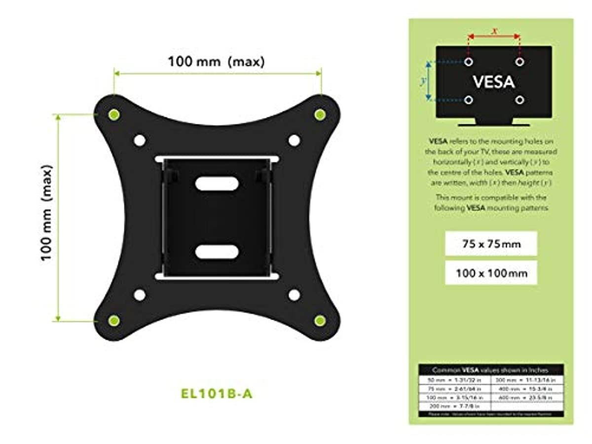 AVF EL101B-A Adjustable Tilting Low Profile TV Mount for 12-Inch to 25-Inch TV or Monitor, Black
