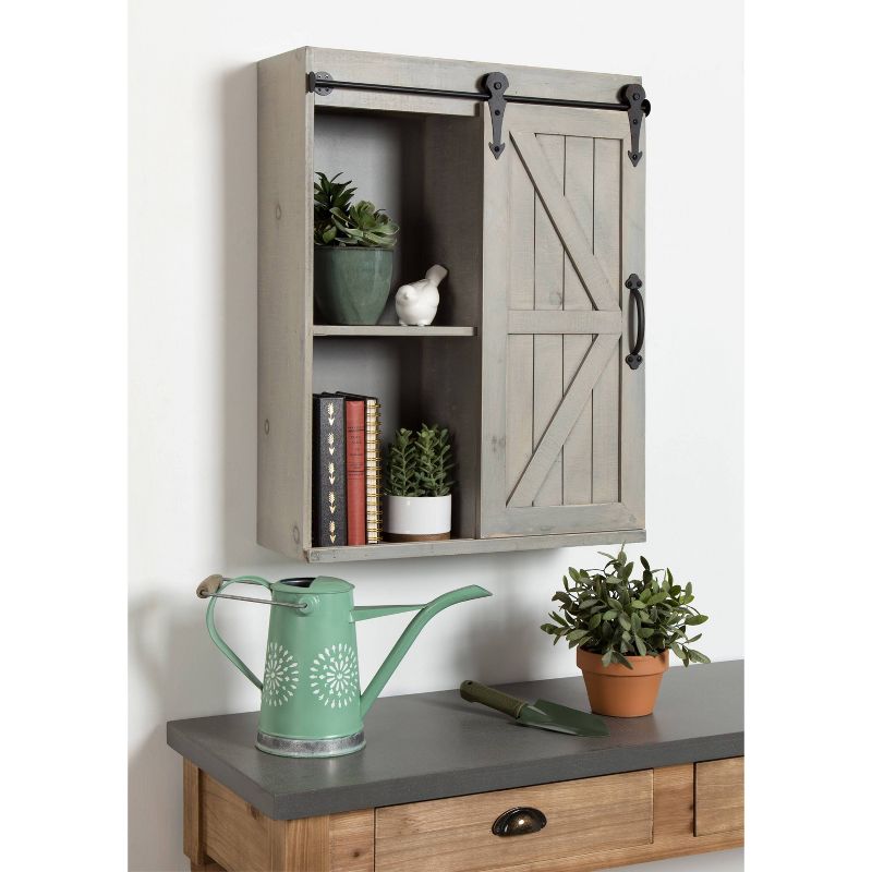 Decorative Wood Wall Storage Cabinet with Sliding Barn Door Rustic Gray - Kate & Laurel All Things Decor