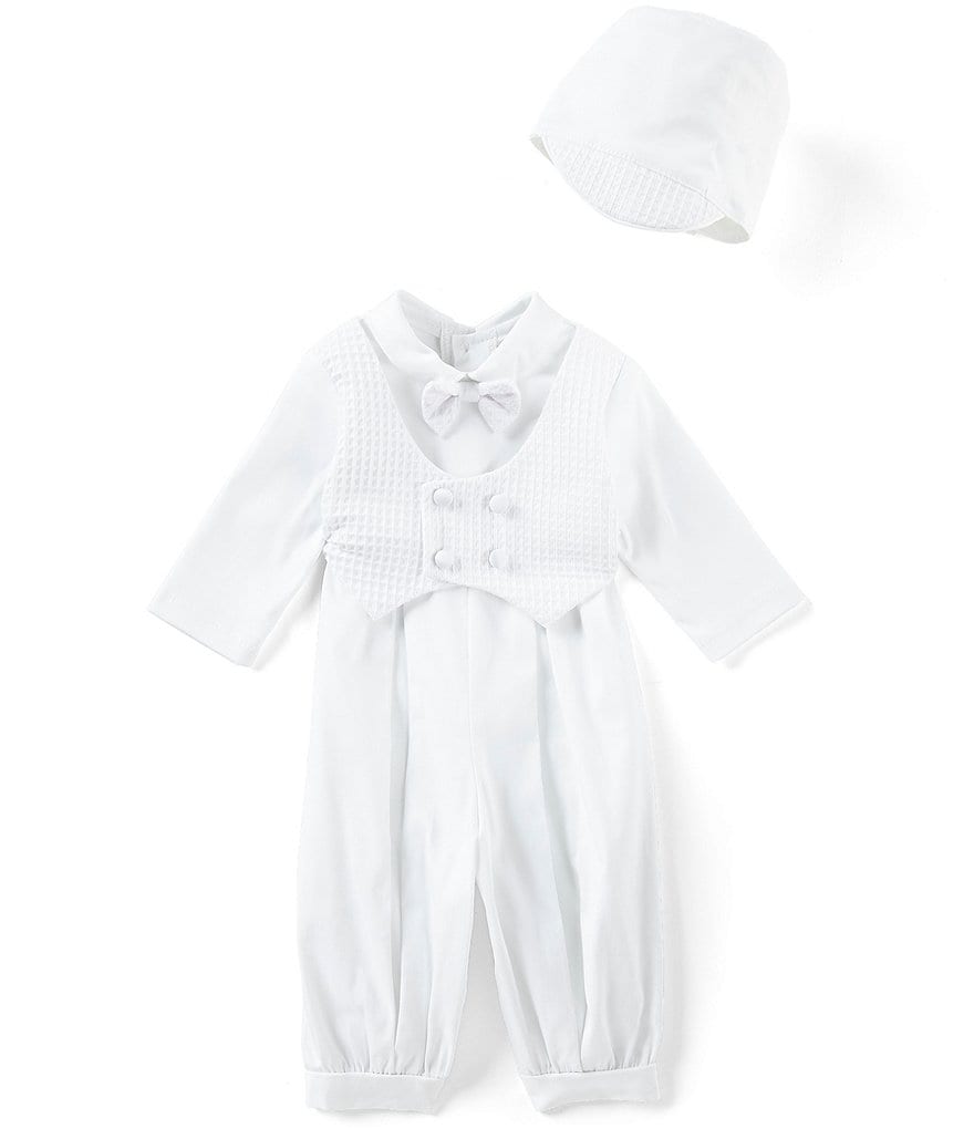 Edgehill Collection Baby Boys Newborn-12 Months Pique Vest Coverall and Hat Set