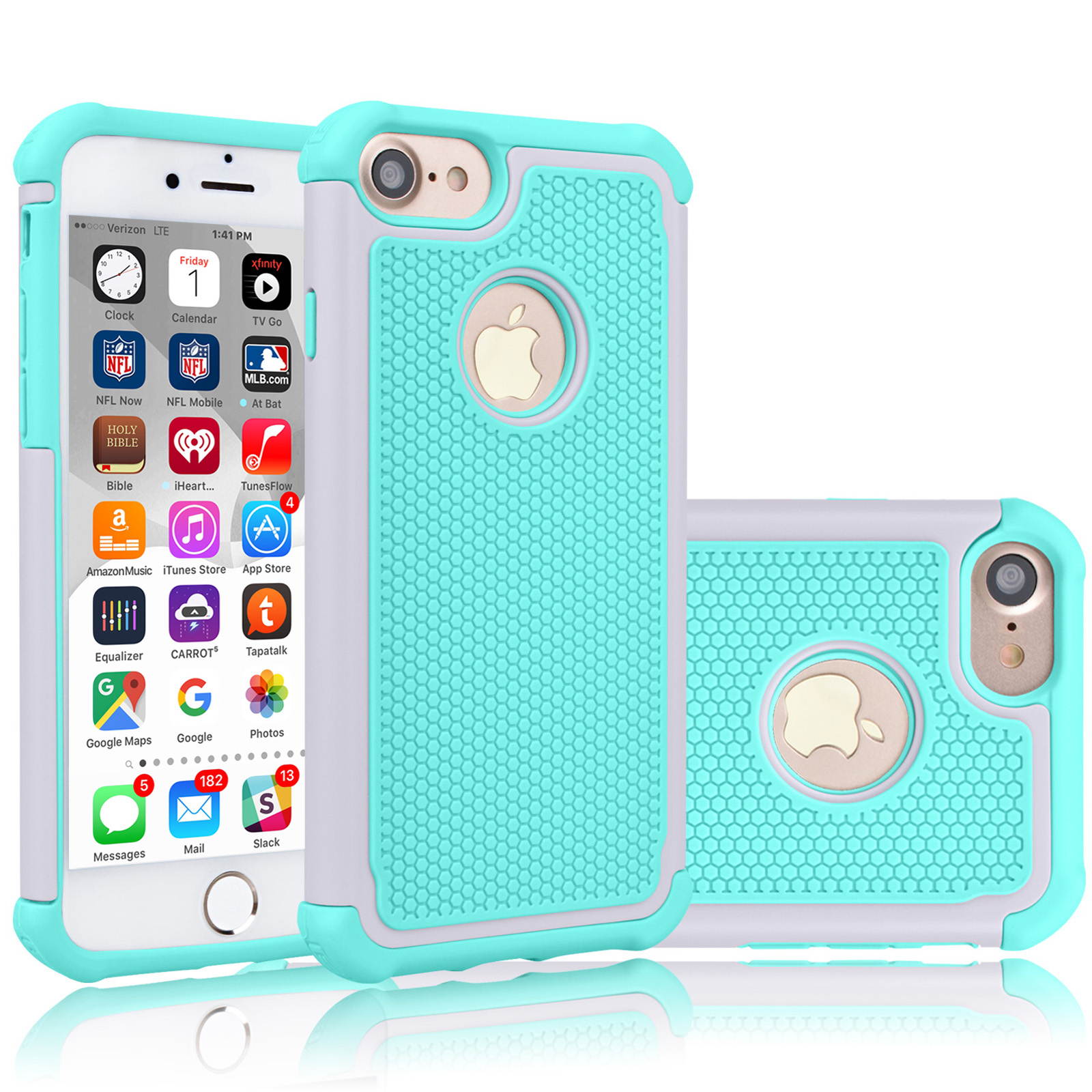 Tekcoo for iPhone 8 Case/iPhone 7 Cute Case, [Tmajor] Shock Absorbing Cases [Blue] Hybrid Bumper Sturdy Defender Rugged Cases Cover Plastic Outer & Rubber Silicone Inner