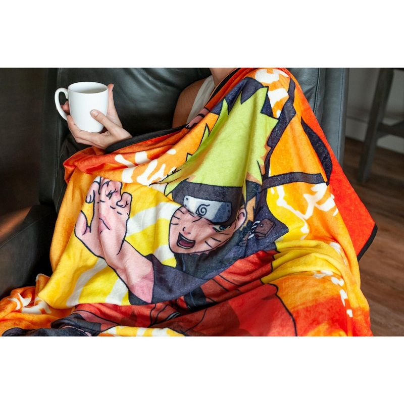 Just Funky Naruto With Kanji Symbols Large Anime Fleece Throw Blanket | 60 x 45 Inches