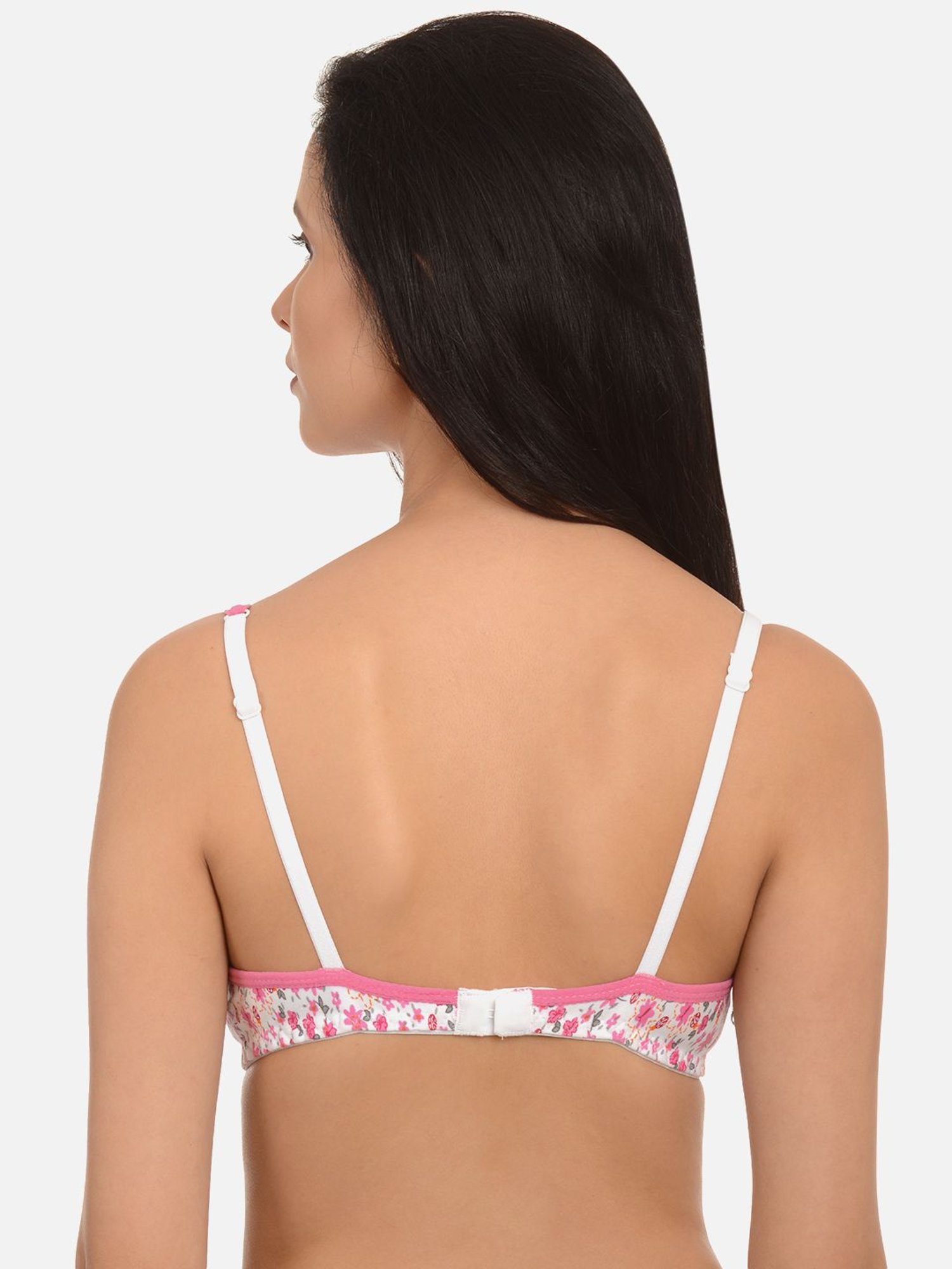 Mod & Shy Pink & White Non Wired Non Padded Full Coverage Bra