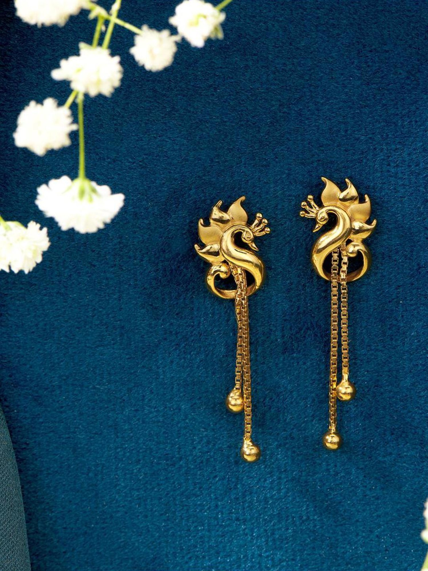 P.N.Gadgil Jewellers 22 Karat (916) BSI Hallmarked Yellow Gold Galaxy Ripple DanglerEarring