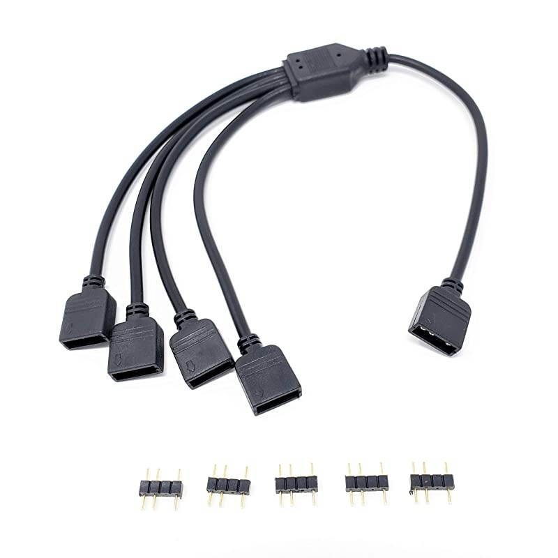 3-Pin Addressable RGB (ARGB) 1 to 4 Splitter Cable - 30cm with Male Pins