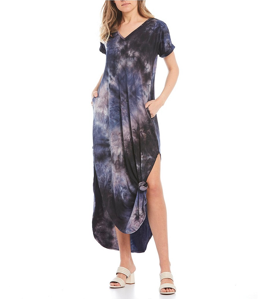 Stilletto's Tie Dye V-Neck T-Shirt Maxi Dress