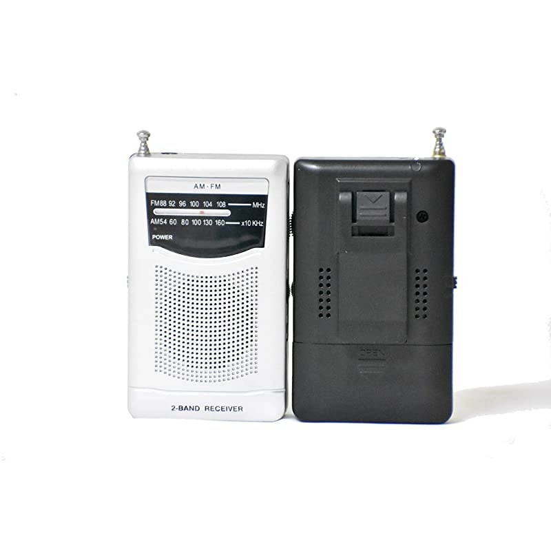 Portable Pocket Handheld AM FM Radio Battery Operated, Mini Radio, Long Range Reception, Easy Tuner with Telescopic Antenna, Headphones Socket and Belt Clip for Easy Carry