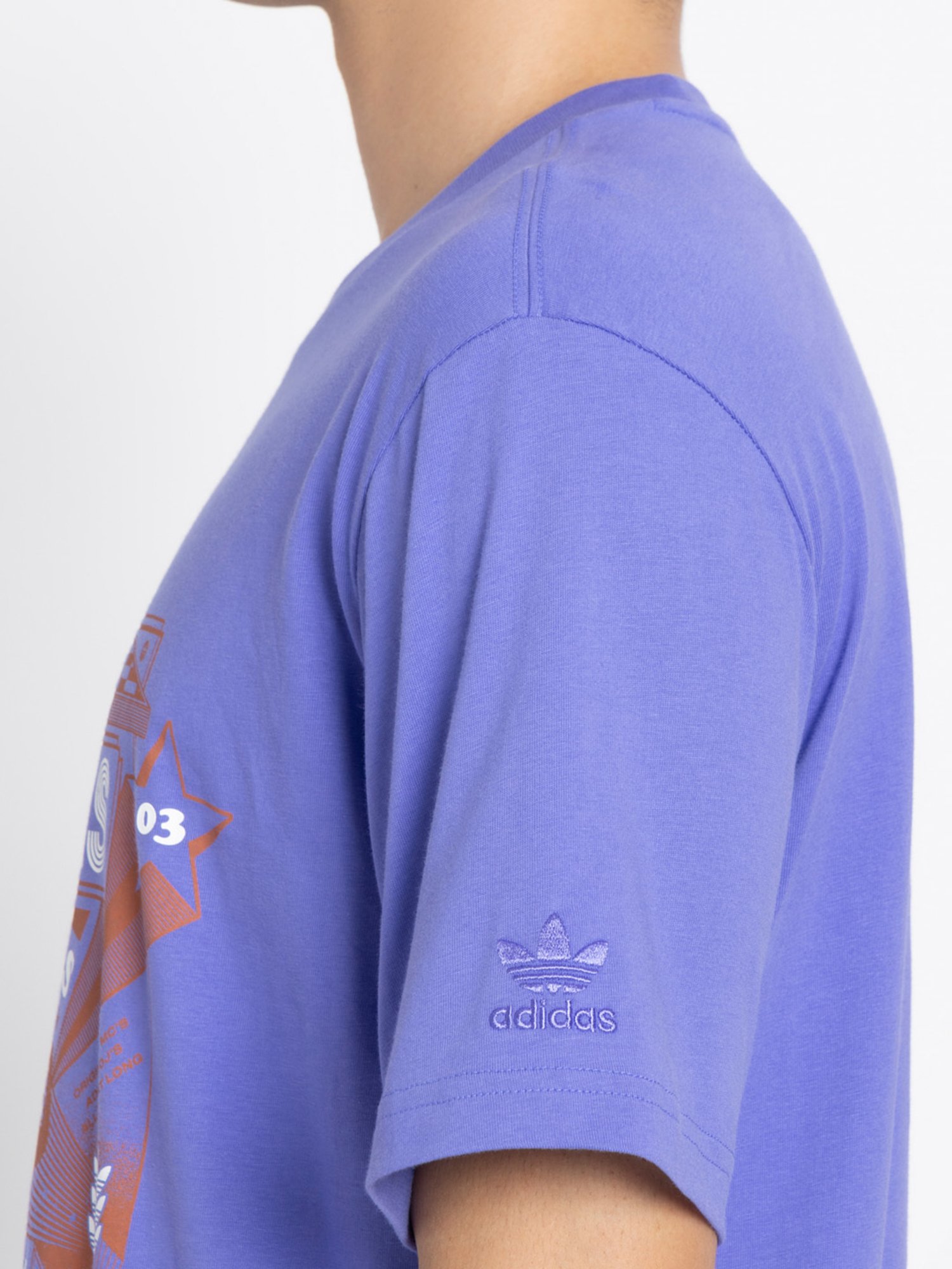 Adidas Blue 100% Cotton Regular Printed  T-Shirt