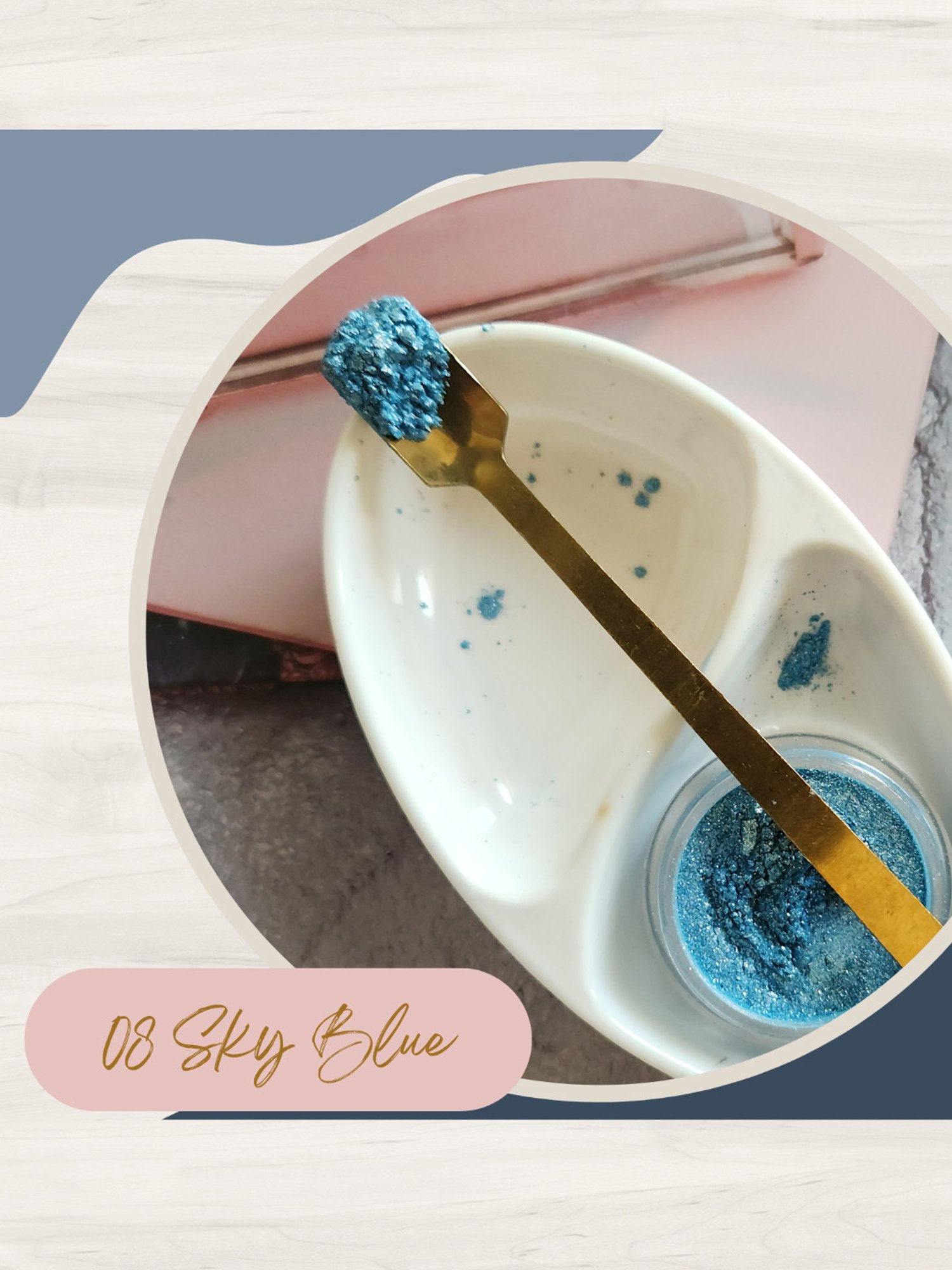 KINDED Makeup Pigments Loose Shimmer Powder Eyeshadow 08 Sky Blue & 11 Carrot Red Combo