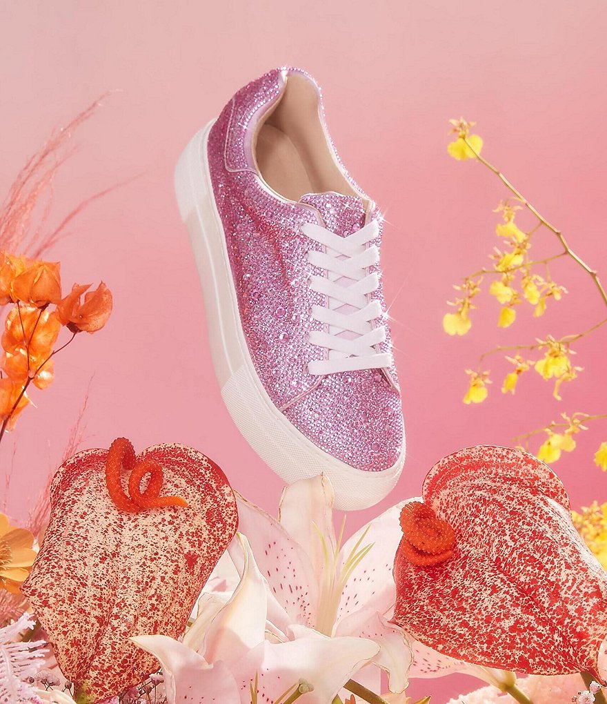 Blue by Betsey Johnson Sidny Rhinestone Embellished Platform Lace-Up Sneakers