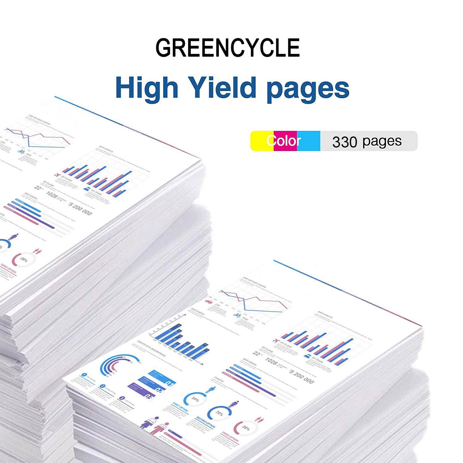 GREENCYCLE 3PK High Capacity 63XL 63 XL F6U63A Color Ink Cartridge Compatible for HP Deskjet 1112 2130 Printer,with Chip