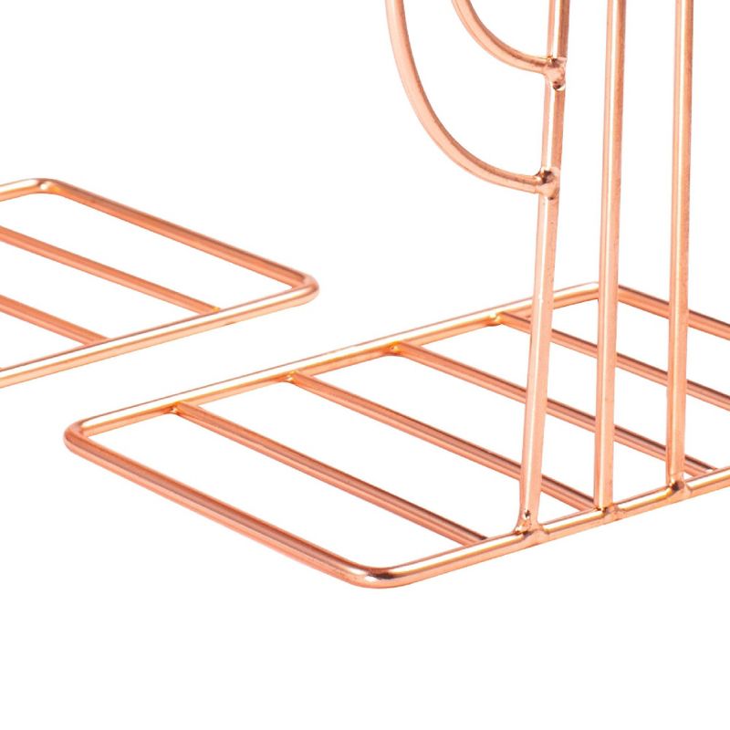 Set of 2 Zodaca Rose Gold Metal Bookends, Decorative Book Stoppers for Shelves, Cute Cactus