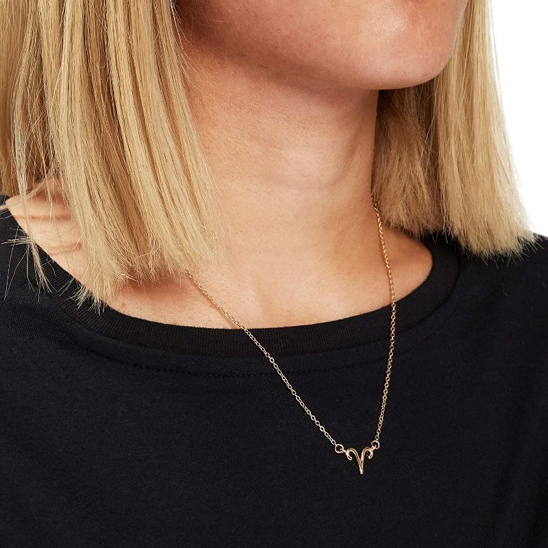 Zodaca 2 Piece Aries Zodiac Necklace and Bracelet Jewelry Set for Women, Gold