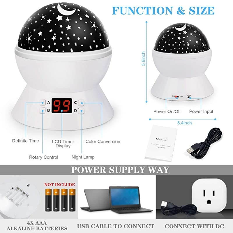 Lights for Kids Star Projector with Timer for Baby Boys and Girls