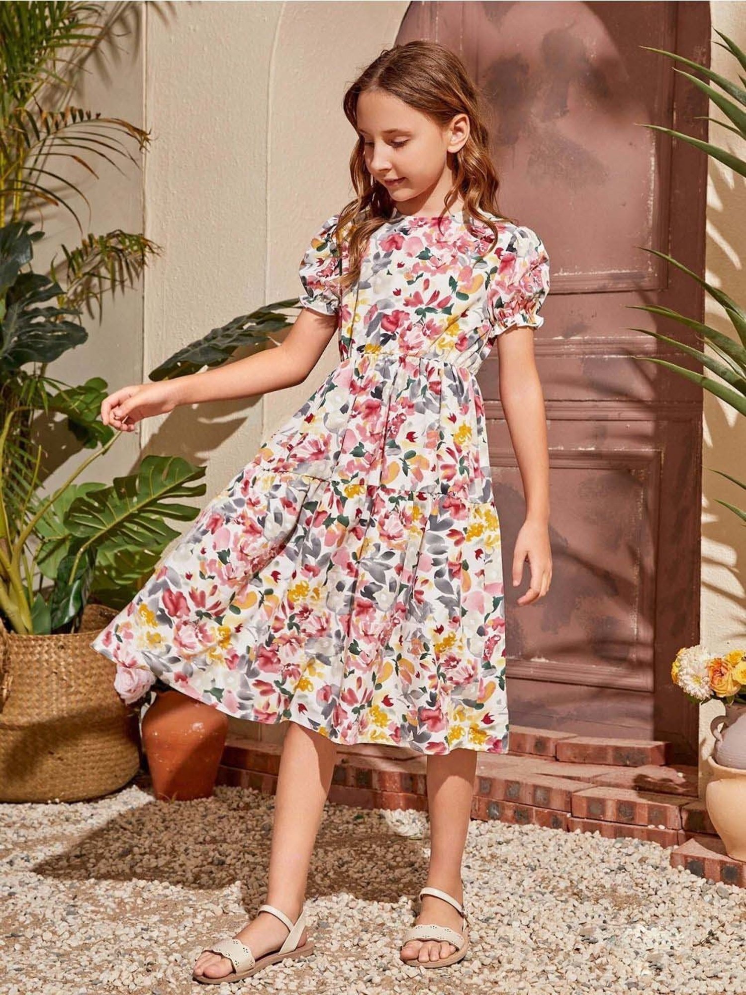 Bolly Lounge Girls Multicolor Floral Dress